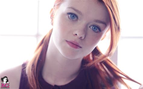 Women Redhead Blue Eyes Sunlight Window Suicide Girls Closeup