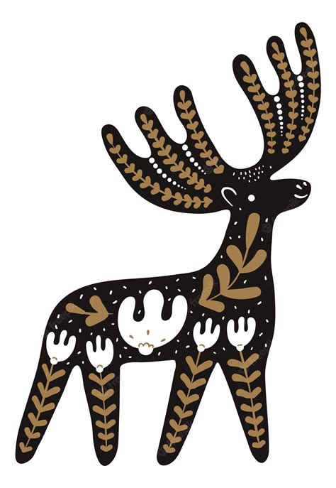 Premium Vector Nordic Deer Traditional Scandinavian Folklore Animal