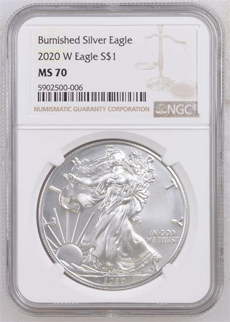 2020 W Eagle Burnished Silver Eagle S1 Ms Coin Explorer Ngc