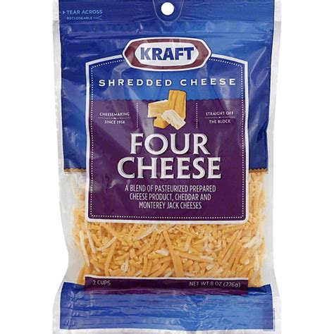 Kraft Four Cheese Shredded Cheese 8 Oz Bag Packaged Edwards Food Giant