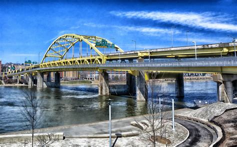Hdr Cityscape Of Bridge In Pittsburgh Pennsylvania Image Free Stock