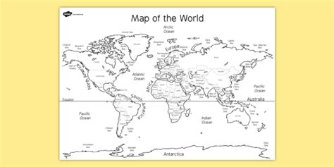 World Map Outline Twinkl Elementary Geography Resources