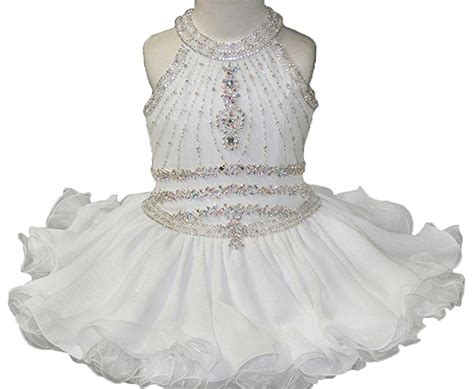 Baby Girls Halter White Pageant Cupcake Dresses Toddler Glitz Mini