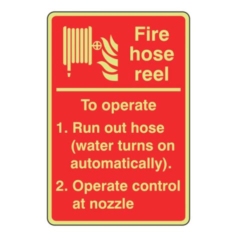Photoluminescent Fire Hose Reel Instructions Sign Automatic
