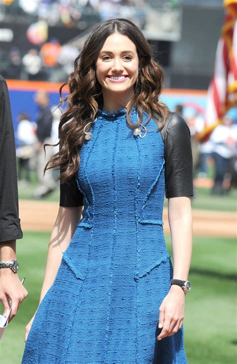 Emmy Rossum Performs The National Anthem Attends The New York Mets