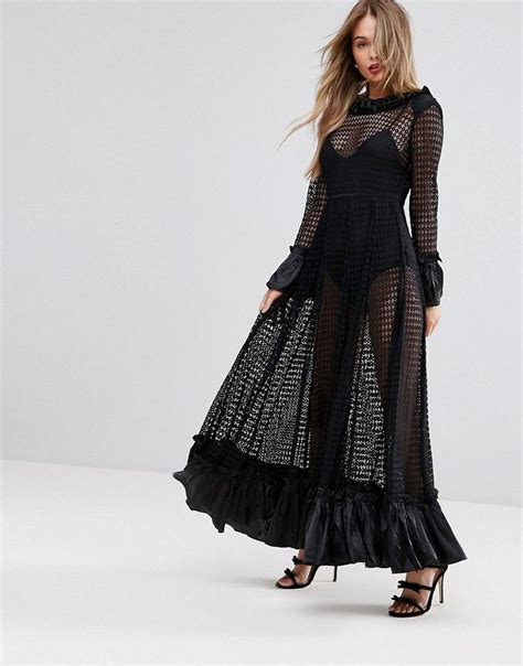 Asos All Over Lace Sheer Maxi Dress Black Sheer Maxi Dress Black