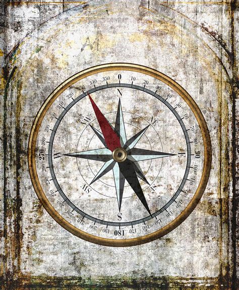 Like the wind rose, the compass rose was coincidentally designed in a fashion that resembled the rose flower. Nautical Compass Rose Digital Art by Daniel Hagerman
