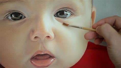 Photorealistic Portrait Painting Oil Painting Of Baby Face By Janusz