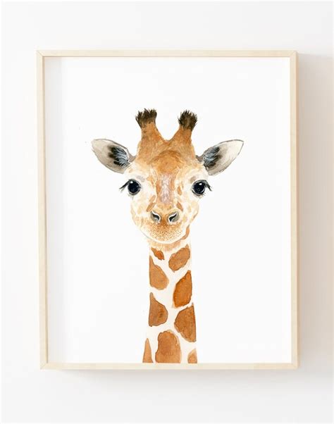 Watercolor Giraffe Print Baby Giraffe Animal Paintings Etsy