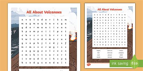 All About Volcanoes Word Search Teacher Made Twinkl