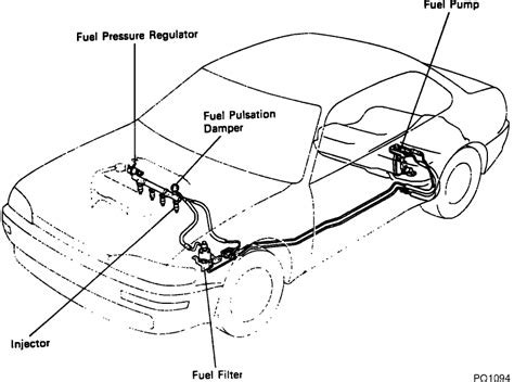 Walk to the rear of the car and remove the gas cap. Where is the fuel filter located on a 1993 toyota camry with a 4 cylinder
