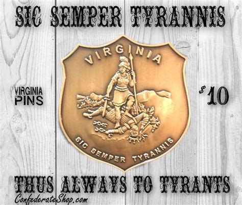 Virginia Seal Bronze Coated Brass Pin Confederate Shop Brass Pin