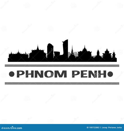 Phnom Penh Skyline City Icon Vector Art Design Stock Vector