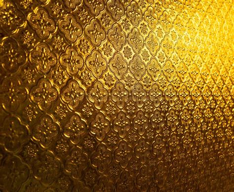 Gold Yellow Glass Pattern On Wall With Lighting Decoration For Background And Pattern Concept