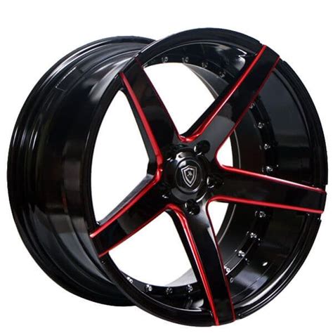 20 Staggered Marquee Wheels M3226 Gloss Black With Red Milled Extreme
