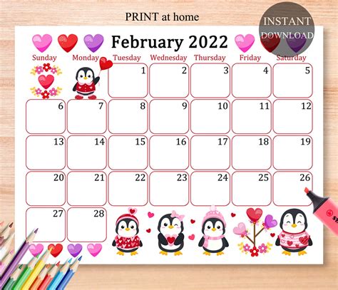February 2022 Calendar Download