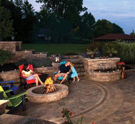 First, you must decide what size your fire pit will be. Brussels Block patio with Brussels Dimensional fire pit ...