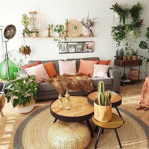 Wood Rattan And Plants Bohemian Living Room Decor Boho Living Room