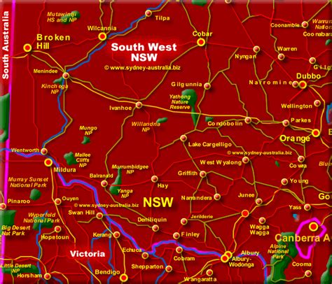 South West Nsw Map Outback Australia
