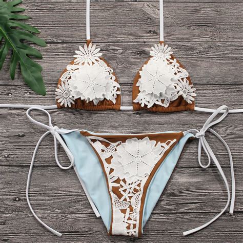 Snowflake Lace Stitching Sexy Bikini Bikiny Set Women 2018 Bathers
