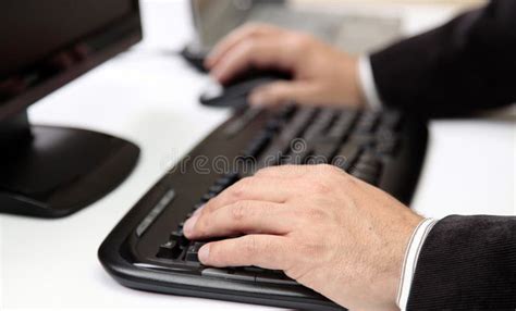 Men Hands On Pc Keyboard Stock Photo Image Of Efficiency 14131882