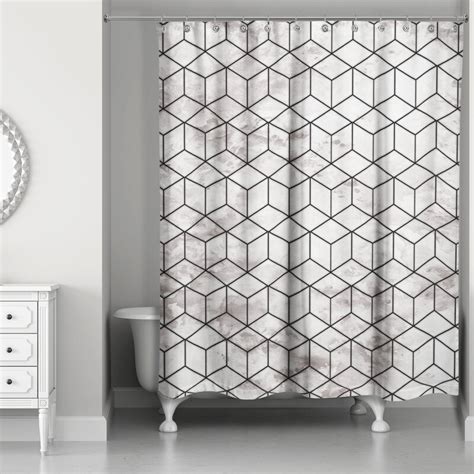 Everly Quinn Bellamira Marble Geometric Cube Single Shower