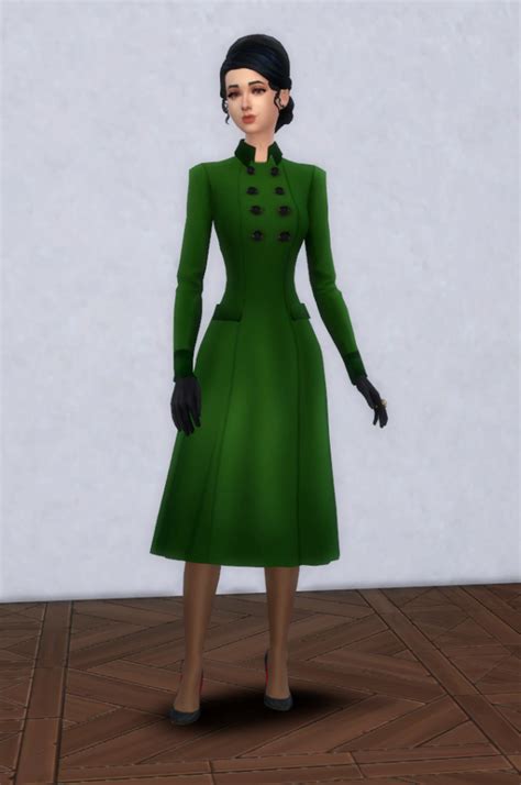 Historical Ts4 Cc — Melonsloth Green Wool Coat Look Warm And