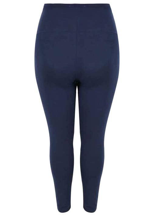 Bump It Up Maternity Navy Blue Cotton Essential Leggings With Comfort