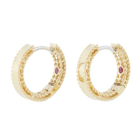 Roberto Coin Symphony Yellow Gold Edge Detail Hoop Earrings Jewellery
