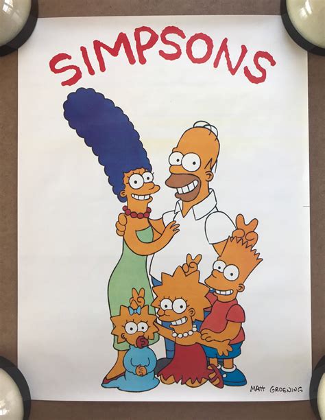 Vintage Original 1990s The Simpsons Pinup Poster Television Tv Etsy