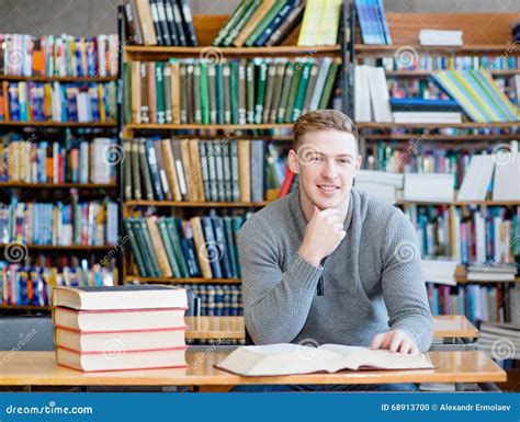 Teen Boy In College Library Stock Photo Image Of Happy High 68913700