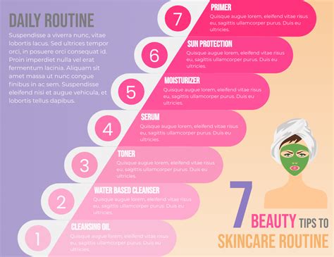 7 Beauty Tips To Skincare Routine Horizontal Infographic Infographic