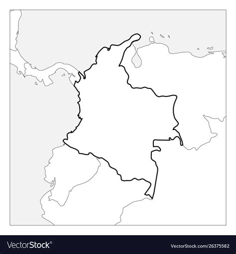 Map Colombia Black Thick Outline Highlighted Vector Image
