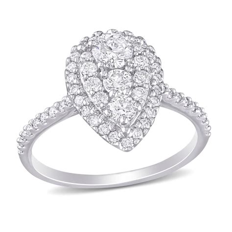 1 Ct Tw Composite Diamond Pear Shaped Frame Engagement Ring In 10k