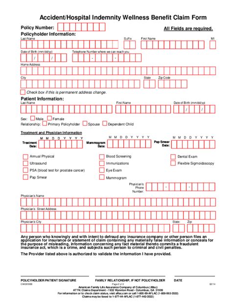 Aflac Wellness Claim Forms Printable Fill Online Printable Fillable