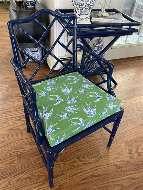 Bamboo Chippendale Chair Makeover Green And Blue 💚💙 Chinoiserie