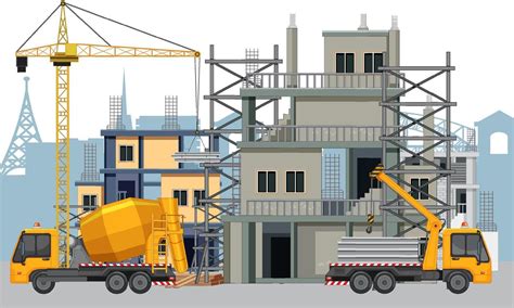 Building Construction Site With Workers 7498688 Vector Art At Vecteezy