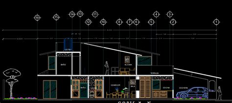 Modern Two Story House With Garage 2d Dwg Plan For Autocad Designs Cad