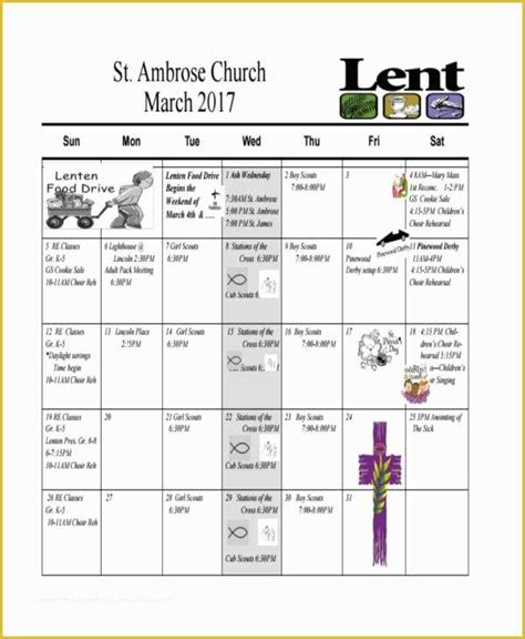 45 Free Church Calendar Templates Heritagechristiancollege