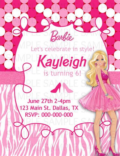 Barbie Birthday Invitation By Kaitlinskardsnmore On Etsy 800