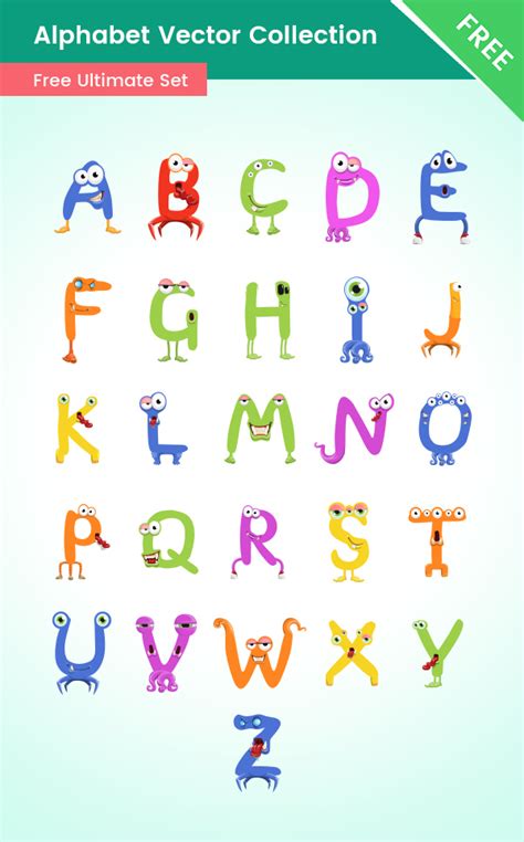 Alphabet Cartoon Characters Vector Characters