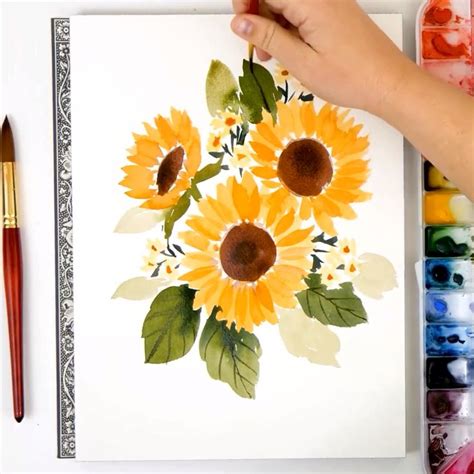 It is such a free spirited medium, and with a little practice, you can create some really beautiful things. Art ideas How to Paint A Loose #Sunflower Bouquet | # ...