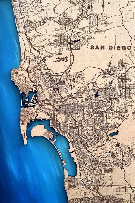 Map Of San Diego Custom City Map San Diego Map Cartography Etsy