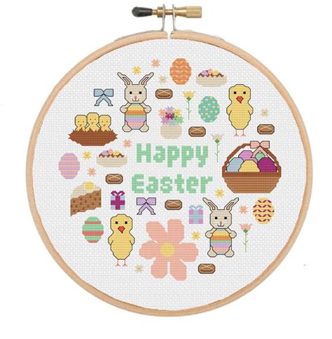 Easter Cross Stitch Kit Easter Bunny Spring Cross Stitch Etsy Uk