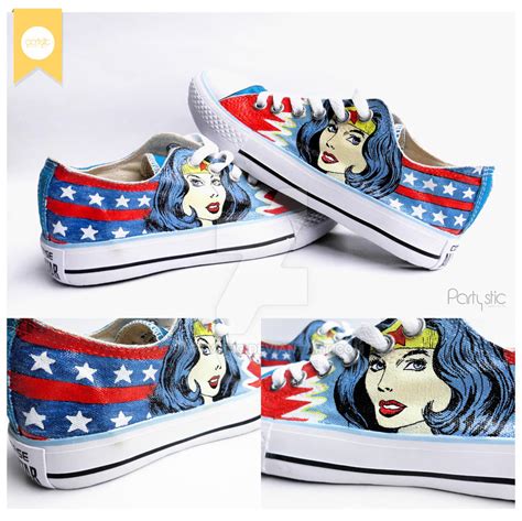 Wonder Woman Painted Shoes Super Heroes Edition By Partystic On Deviantart