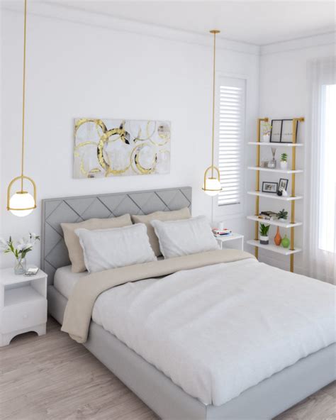 Simple But Glamorous Modern White And Gold Bedroom
