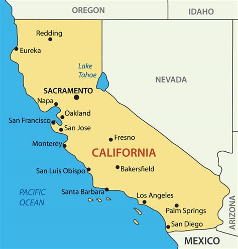 California Map Major Cities Verjaardag Vrouw 2020