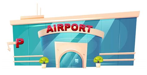 Premium Vector Airport Exterior Cartoon Illustration Airfield