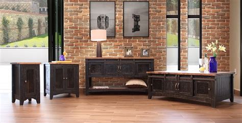 Rustic log coffee and end table set pine and cedar (honey pine) 4.6 out of 5 stars 60. IFD Furniture | 370 Pueblo Black Rustic Coffee Table Set ...