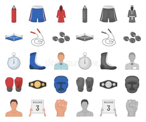 Boxing Extreme Sports Cartoonmono Icons In Set Collection For Design